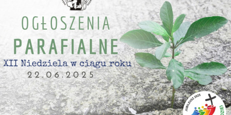 Ogłoszenia na XII Niedzielę w ciągu roku - 22. 06. 2025 